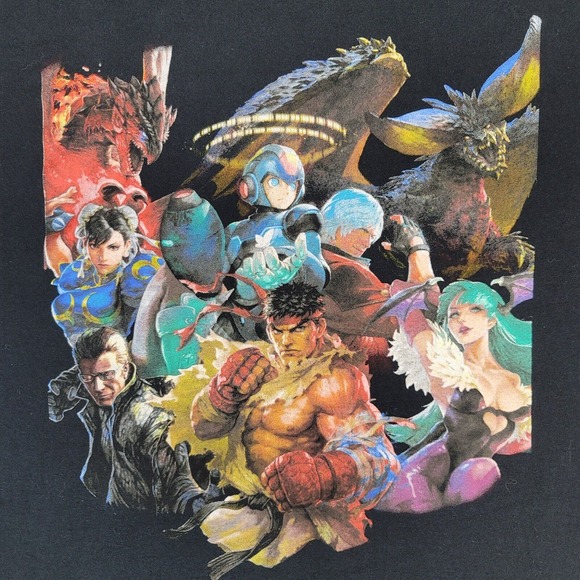 Capcom Pax Exclusive Sz Large T Shirt Gung Ho Teppen Ryu Mega Man Video Game - Picture 3 of 7